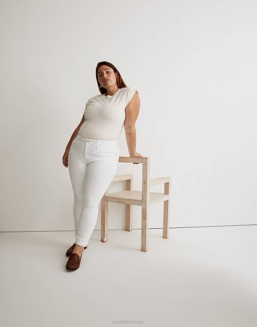 Madewell klær Ren hvit kvinner pluss 9'' mellomhøye skinny crop-jeans 260F2529