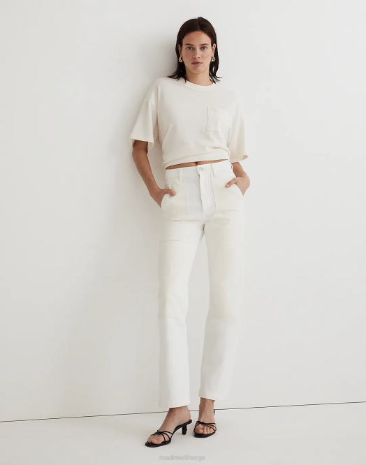 Madewell klær fliser hvit vintage lerret kvinner straight jean fra 90-tallet: tofarget arbeidstøyutgave 260F2469