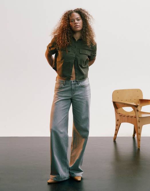 Madewell klær heywood vask kvinner lave jeans med supervide ben 260F2496