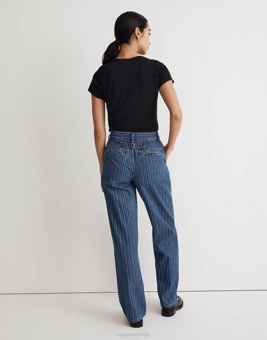 Madewell klær indigo dobby stripe kvinner den perfekte vintage wide-leg bukse jean indigo stripe 260F2481