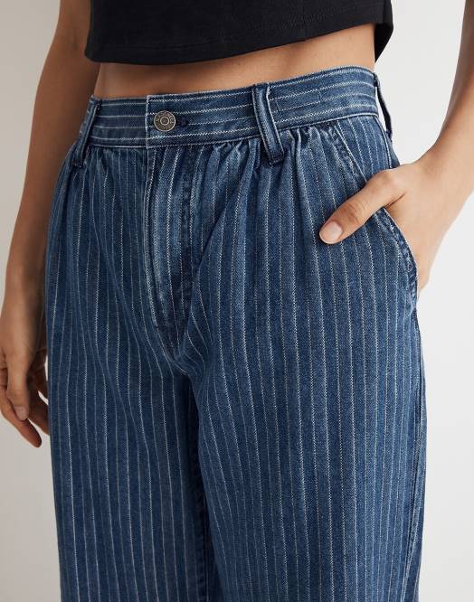 Madewell klær indigo dobby stripe kvinner den perfekte vintage wide-leg bukse jean indigo stripe 260F2481