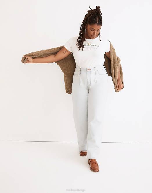 Madewell klær olcott vask kvinner jeans med supervide ben: plissert utgave 260F2563