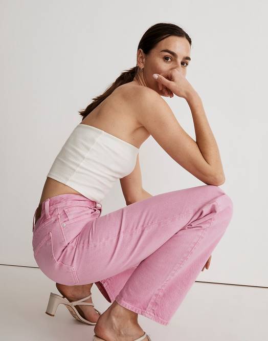 Madewell klær retro rosa kvinner baggy straight jeans: plaggfarget utgave 260F1076