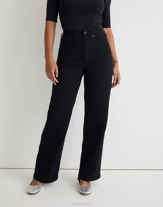 Madewell klær svart skyllevask kvinner den kurvede perfekte vintage jeansen med brede ben 260F1097