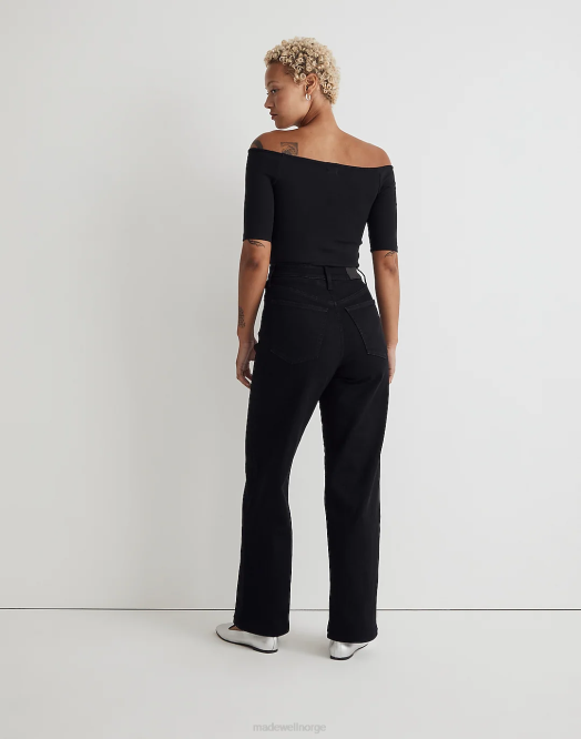 Madewell klær svart skyllevask kvinner den kurvede perfekte vintage jeansen med brede ben 260F1097