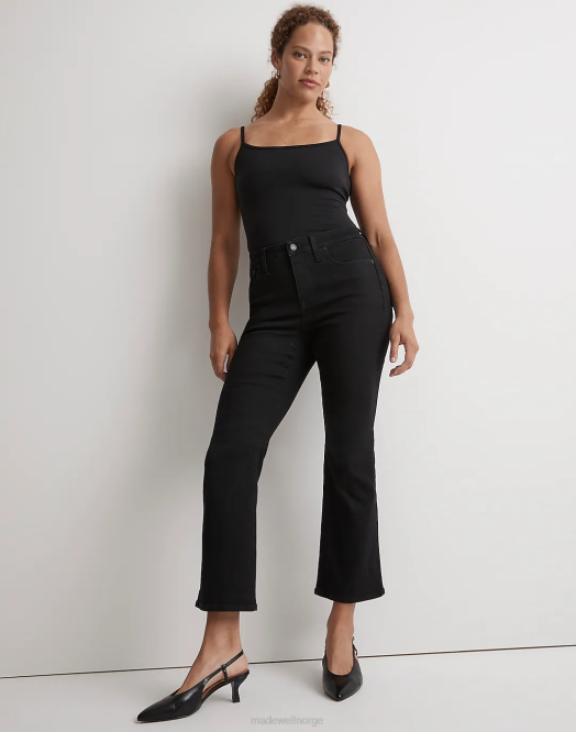 Madewell klær svart skyllevask kvinner kurvete kick-out crop-jeans 260F1085