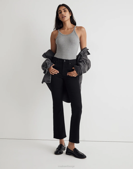 Madewell klær svart skyllevask kvinner spark ut crop jeans 260F1053