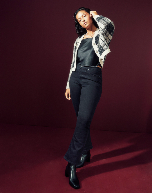 Madewell klær svart skyllevask kvinner spark ut crop jeans 260F1053