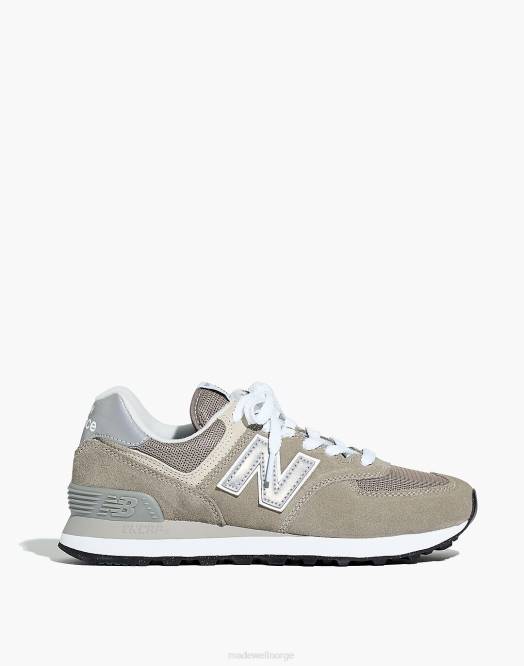Madewell fottøy grå/hvit kvinner new balance semsket skinn 574 joggesko 260F2020