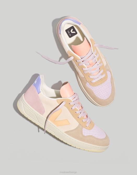 Madewell fottøy multico-fersken kvinner veja semsket v-10 sneakers 260F2381