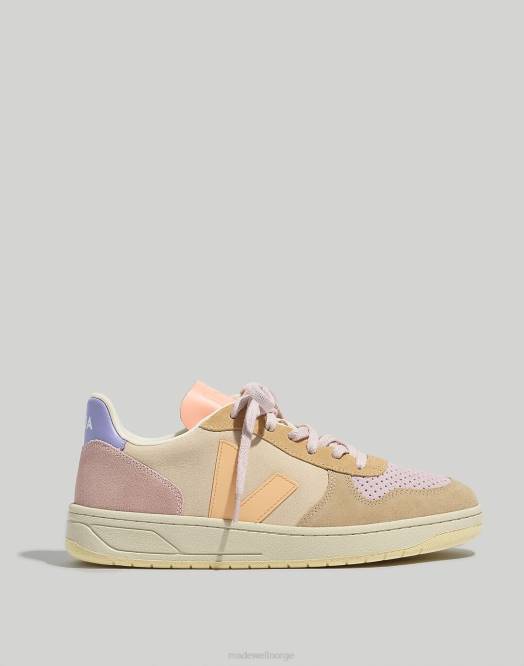 Madewell fottøy multico-fersken kvinner veja semsket v-10 sneakers 260F2381