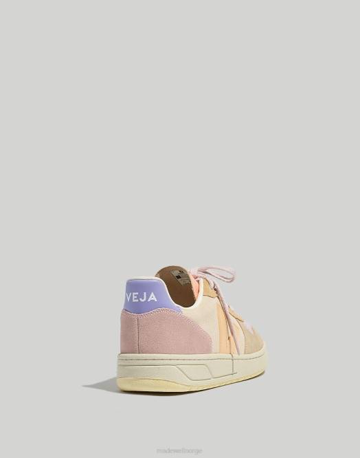 Madewell fottøy multico-fersken kvinner veja semsket v-10 sneakers 260F2381