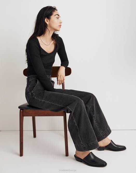 Madewell fottøy ekte svart kvinner jesse western muldyret 260F2677