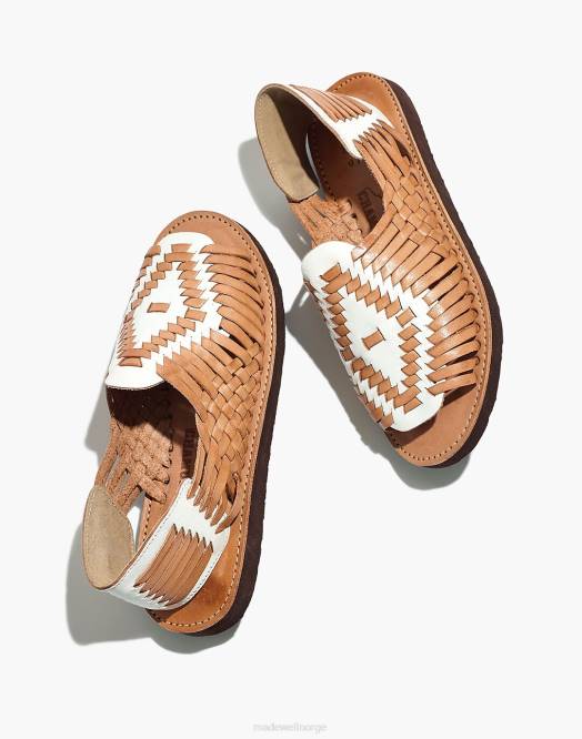Madewell fottøy brun/hvit kvinner chamula chichen huarache sandaler med åpen tå 260F2719