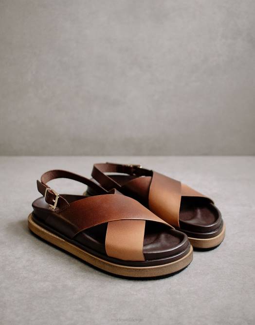Madewell fottøy brun kvinner alohas marshmallow-sandaler i skinn 260F2728