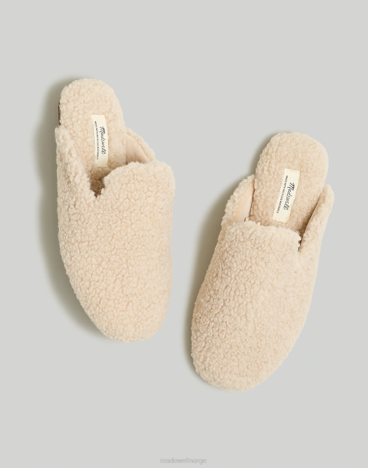 Madewell fottøy ecru kvinner ezra-tøffelen i faux shearling 260F2767