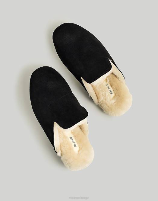 Madewell fottøy ekte svart kvinner ezra-tøffelen i semsket skinn 260F2764