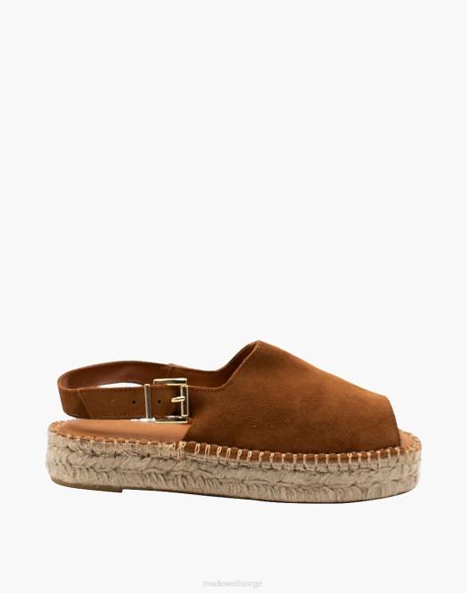 Madewell fottøy kamel kvinner alohas espadrillesandaler i skinn med bakreim 260F2711