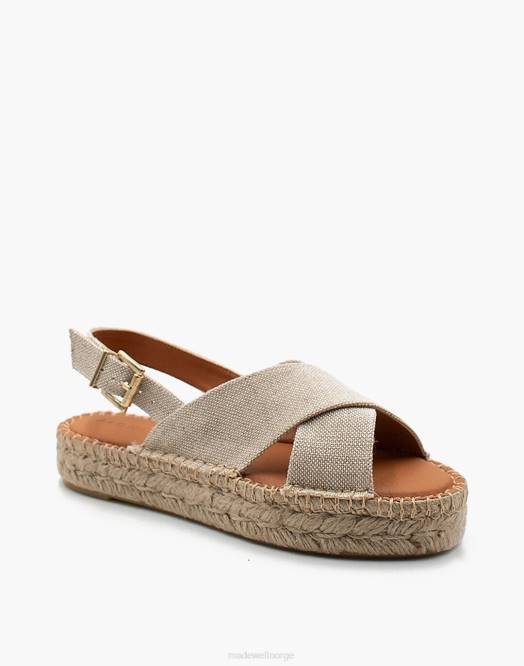 Madewell fottøy mandel kvinner alohas lin kryssede plattform bicolor espadrille sandaler 260F2729