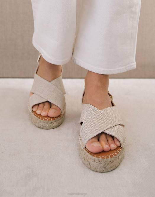 Madewell fottøy mandel kvinner alohas lin kryssede plattform bicolor espadrille sandaler 260F2729