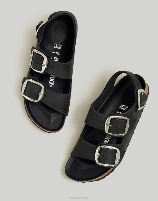 Madewell fottøy svart kvinner birkenstock milano sandaler med stor spenne 260F1284