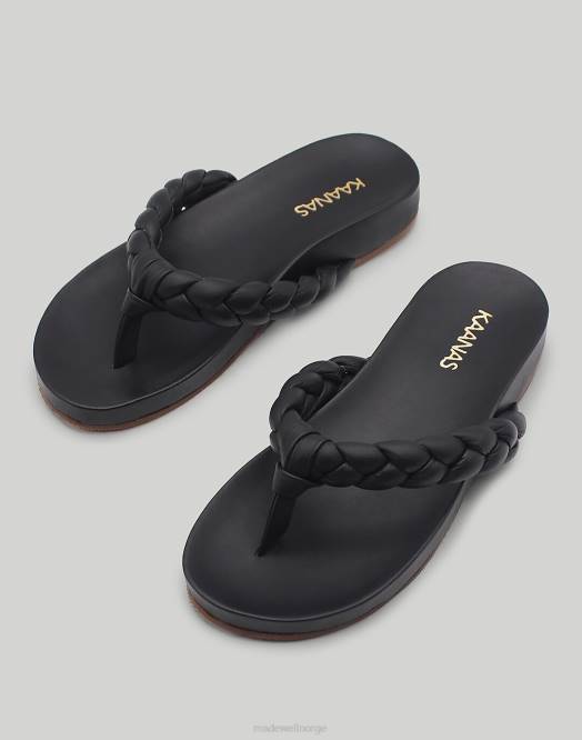 Madewell fottøy svart kvinner kaanas tamarindo flettet thong bassengsklie 260F1724
