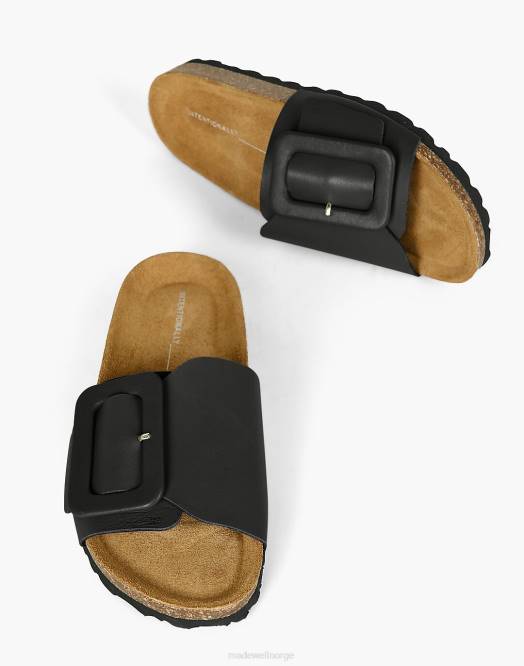 Madewell fottøy svart kvinner med vilje blanke clarice-sandaler i skinn 260F1673