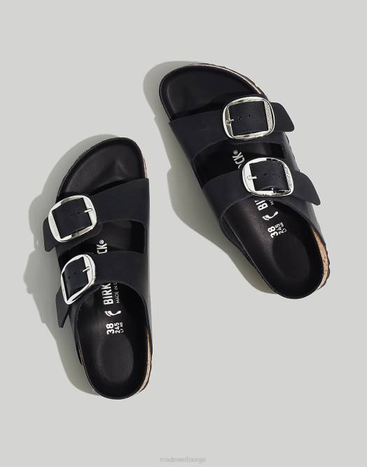 Madewell fottøy svart oljet skinn kvinner birkenstock arizona sandaler med stor spenne 260F1264