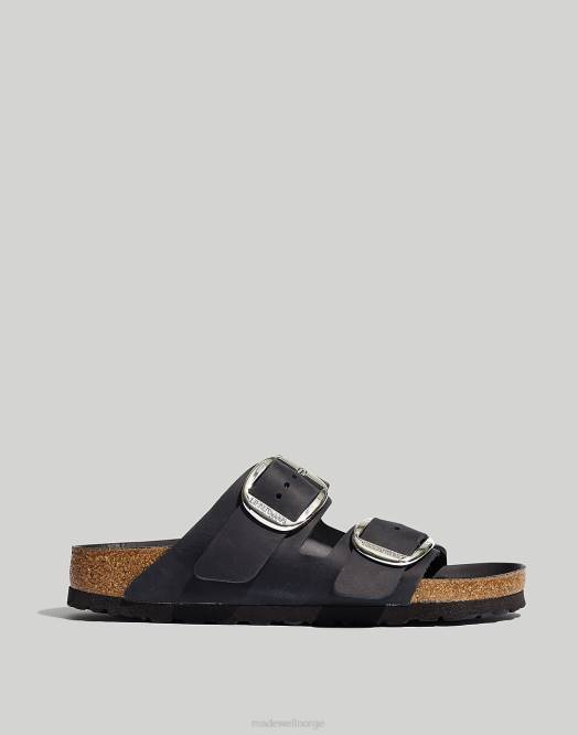 Madewell fottøy svart oljet skinn kvinner birkenstock arizona sandaler med stor spenne 260F1264