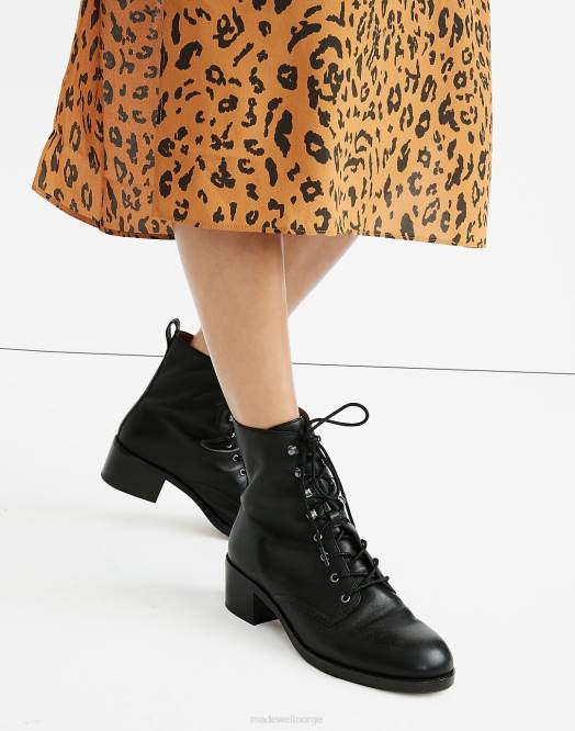 Madewell fottøy ekte svart kvinner patti snørestøvelen 260F2610