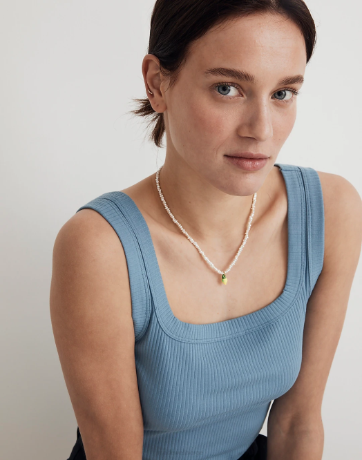 Madewell smykker kamille kvinner emalje sitron anheng halskjede 260F966