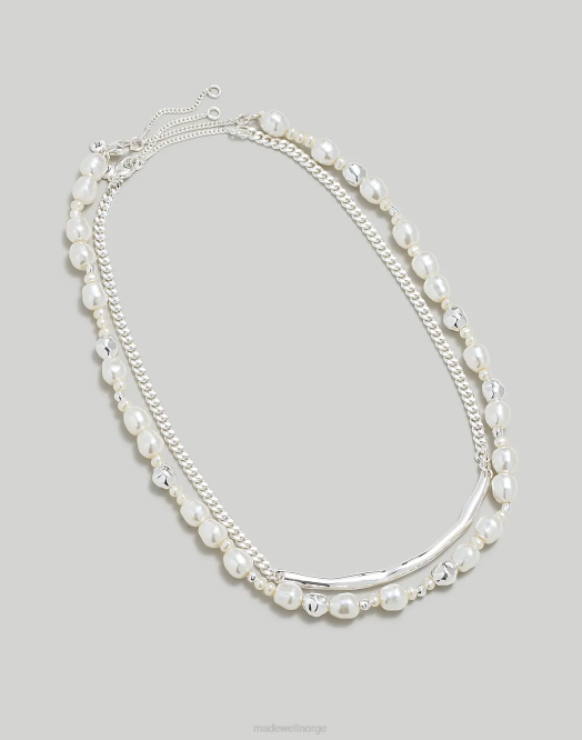 Madewell smykker lys sølv okse kvinner to-pack ferskvannsperler kjede sett 260F934