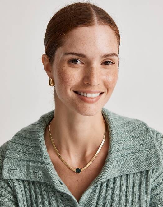 Madewell smykker vintage gull kvinner steinsamling tigerøye fiskebeinkjedekjede 260F962