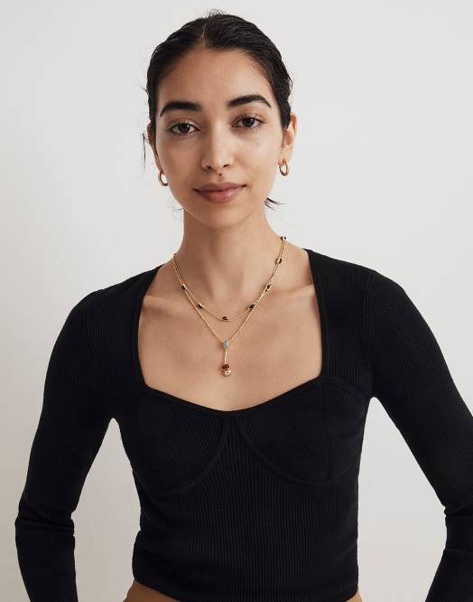 Madewell smykker vintage gull kvinner stone collection to-pack lariat kjedesett 260F946