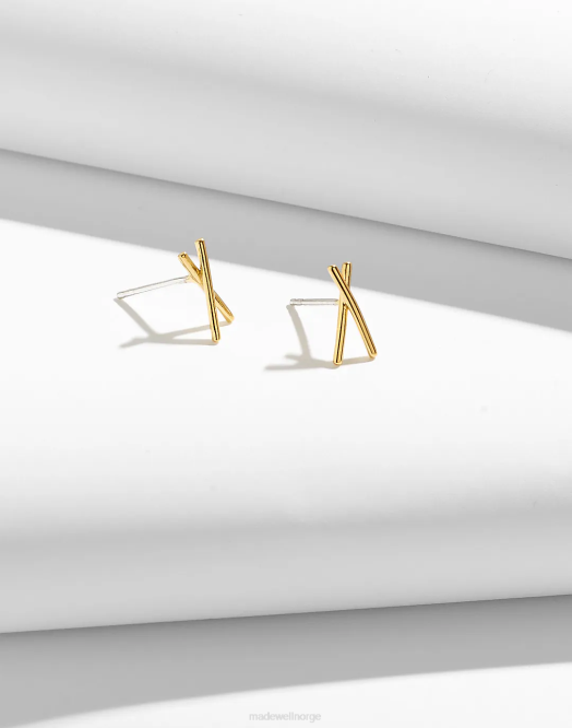 Madewell smykker 14 karat gull kvinner delikat kolleksjon demi-fine x stud øredobber 260F900