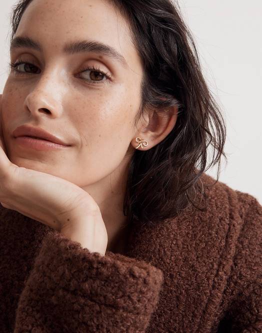 Madewell smykker blekt gull kvinner mini sløyfe øredobber 260F838