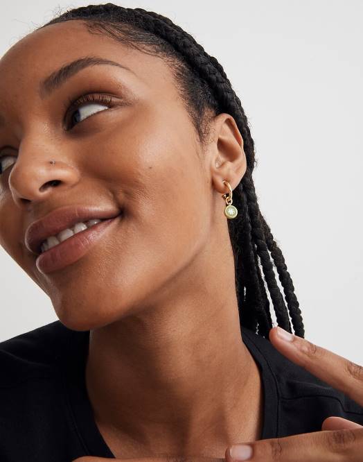 Madewell smykker frøplante kvinner emalje kiwi huggie hoop øredobber 260F884