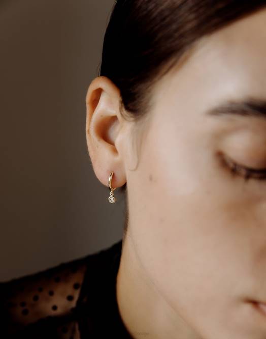 Madewell smykker gull kvinner kinn kara runde diamant huggie hoop øredobber 260F1774