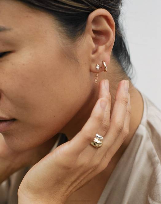 Madewell smykker gull kvinner kinn marquise kjede ørering 260F1746