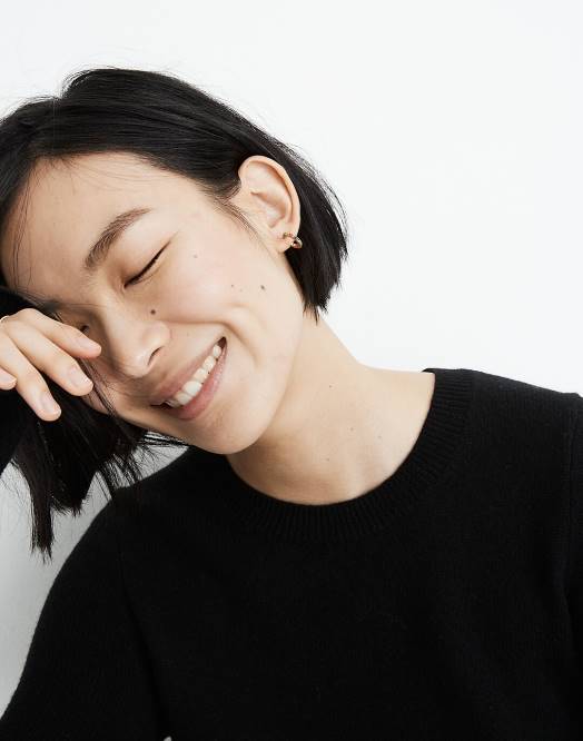 Madewell smykker krystall kvinner sparkle pave huggie mini hoop øredobber 260F912