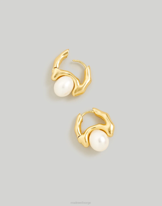 Madewell smykker lys sølv okse kvinner ferskvannsperle huggie hoop øredobber 260F840