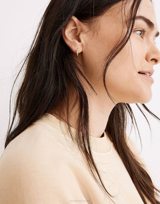 Madewell smykker sterling sølv kvinner delikat kolleksjon halvfine belagte puffede huggie hoop øredobber 260F821