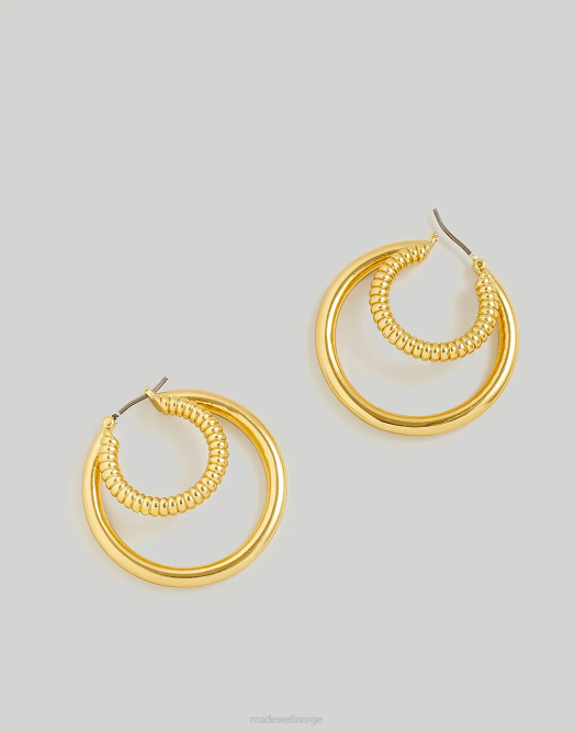 Madewell smykker vintage gull kvinner ribbede doble øredobber 260F872