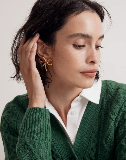 Madewell smykker vintage gull kvinner sløyfe stud statement øredobber 260F842