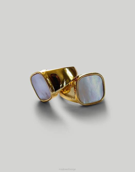 Madewell smykker gull kvinner abcrete & co. firkantet skall signet justerbar ring 260F1447