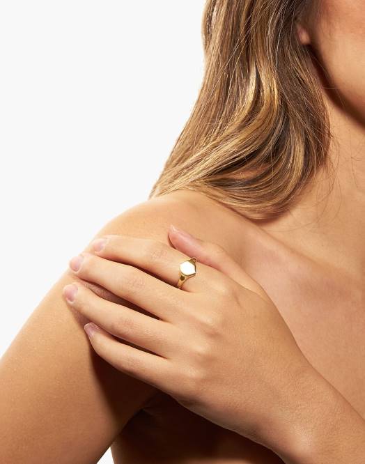 Madewell smykker messing kvinner odette sekskant signetring 260F2073