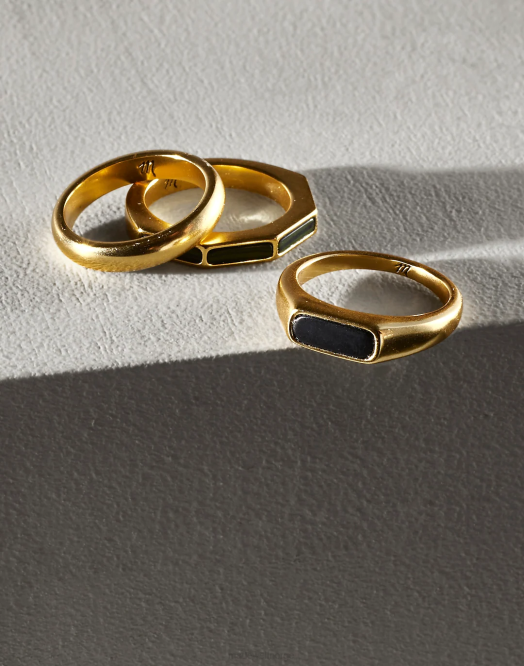 Madewell smykker vintage gull kvinner geometrisk malakitt stablering sett 260F976