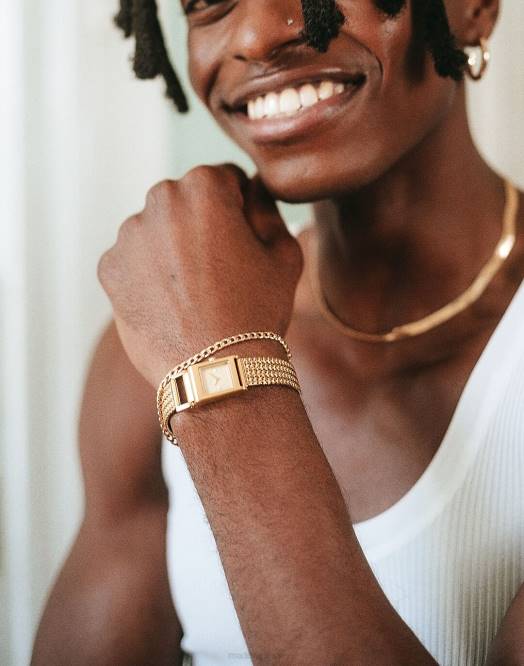 Madewell tilbehør gull kvinner breda revel armbåndsklokke med tjoret netting, 18 mm 260F1320