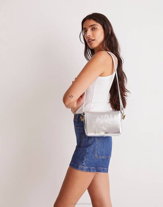 Madewell tilbehør sølv kvinner crossbody-vesken med vippeklaff i specchio-skinn 260F684
