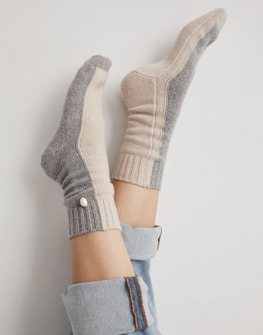 Madewell tilbehør lyng beige kvinner donni pearl (ressurs) cashmere-merino colorblock sokker 260F1015